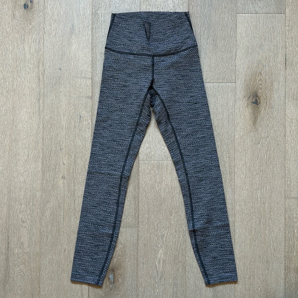EUC wunder under 25.5" size 2 variegated knit black heathered black lululemon